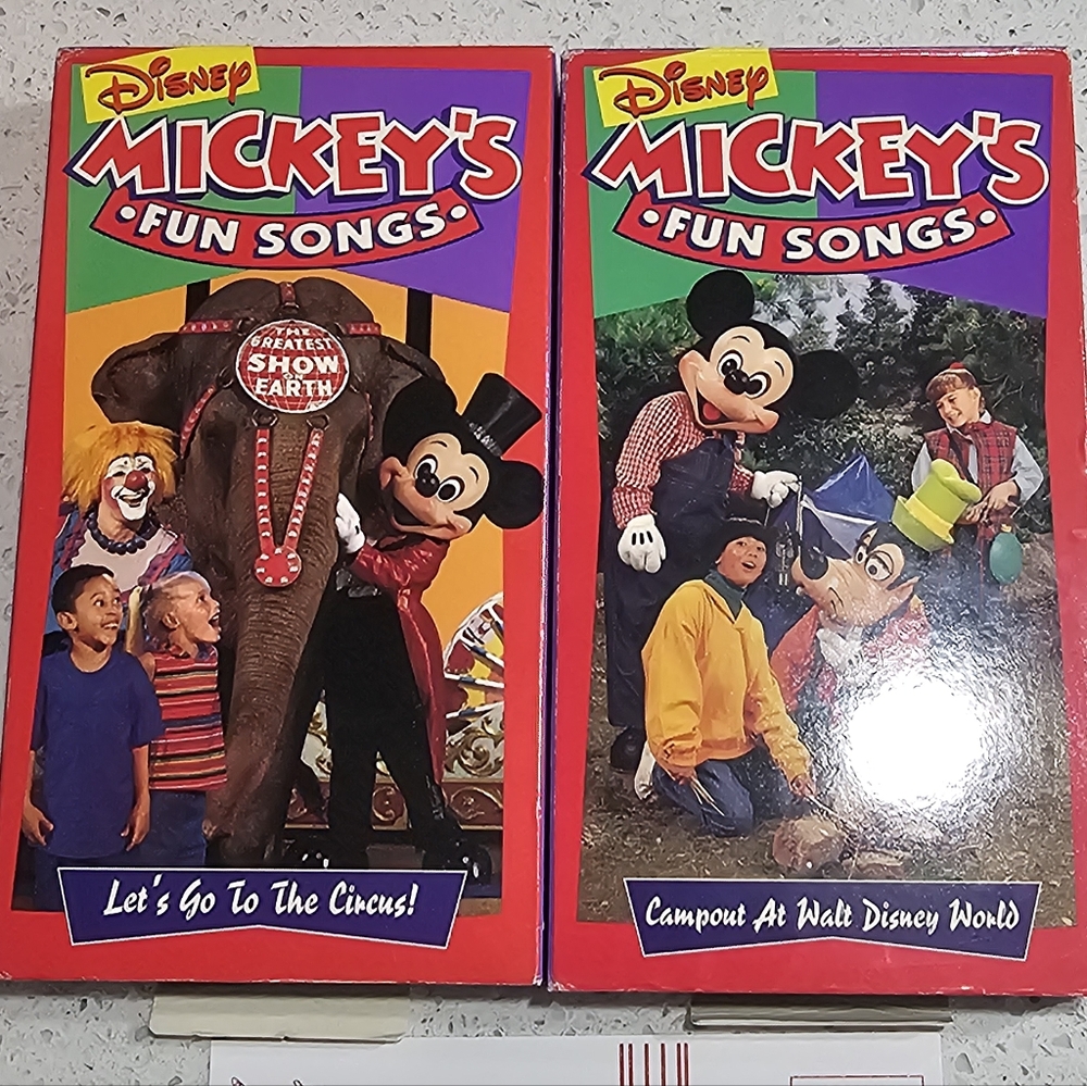 Disney Sing Along Songs VHS Tapes Set 2 Kids Read Along on Screen Circus Campout